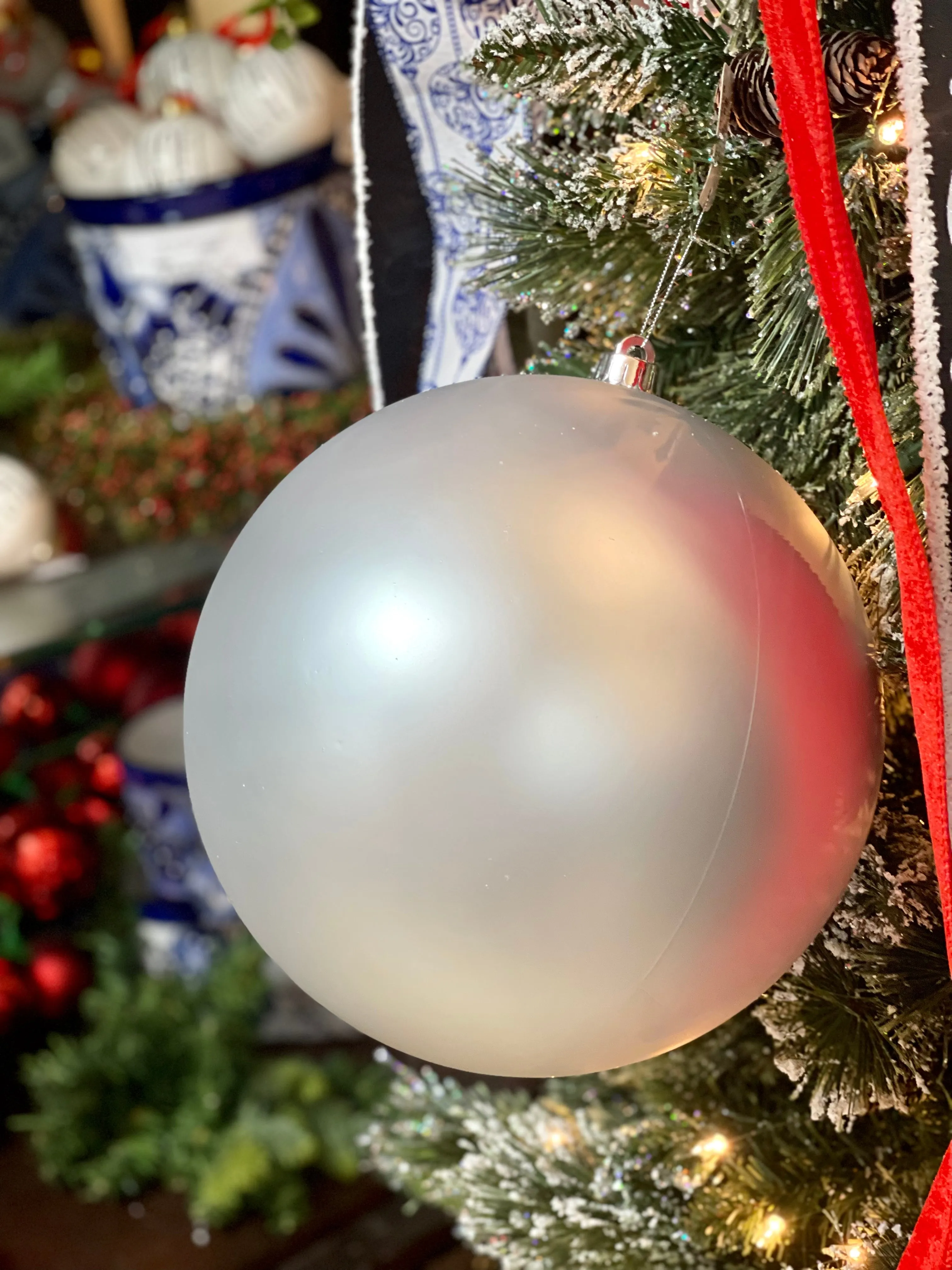 10 Inch Smooth Matte Silver Ornament Ball