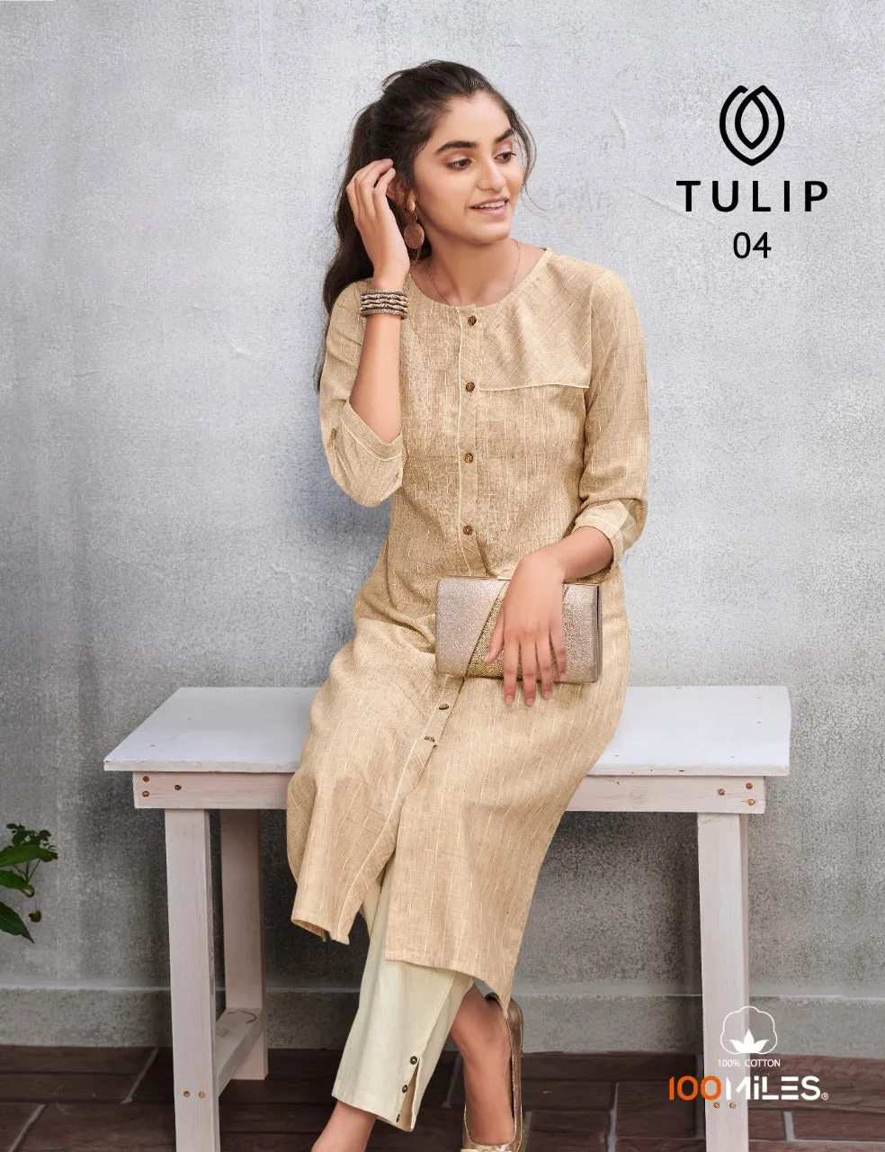 100 Miles Presents Tulip Cotton Casual Wear Kurtis Collection