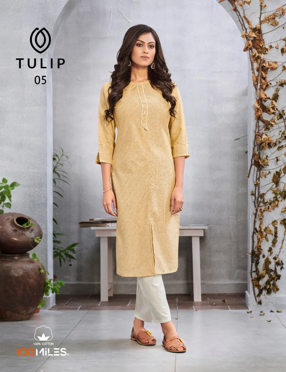 100 Miles Presents Tulip Cotton Casual Wear Kurtis Collection