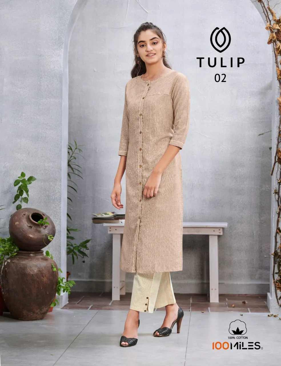 100 Miles Presents Tulip Cotton Casual Wear Kurtis Collection