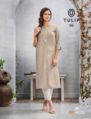 100 Miles Presents Tulip Cotton Casual Wear Kurtis Collection