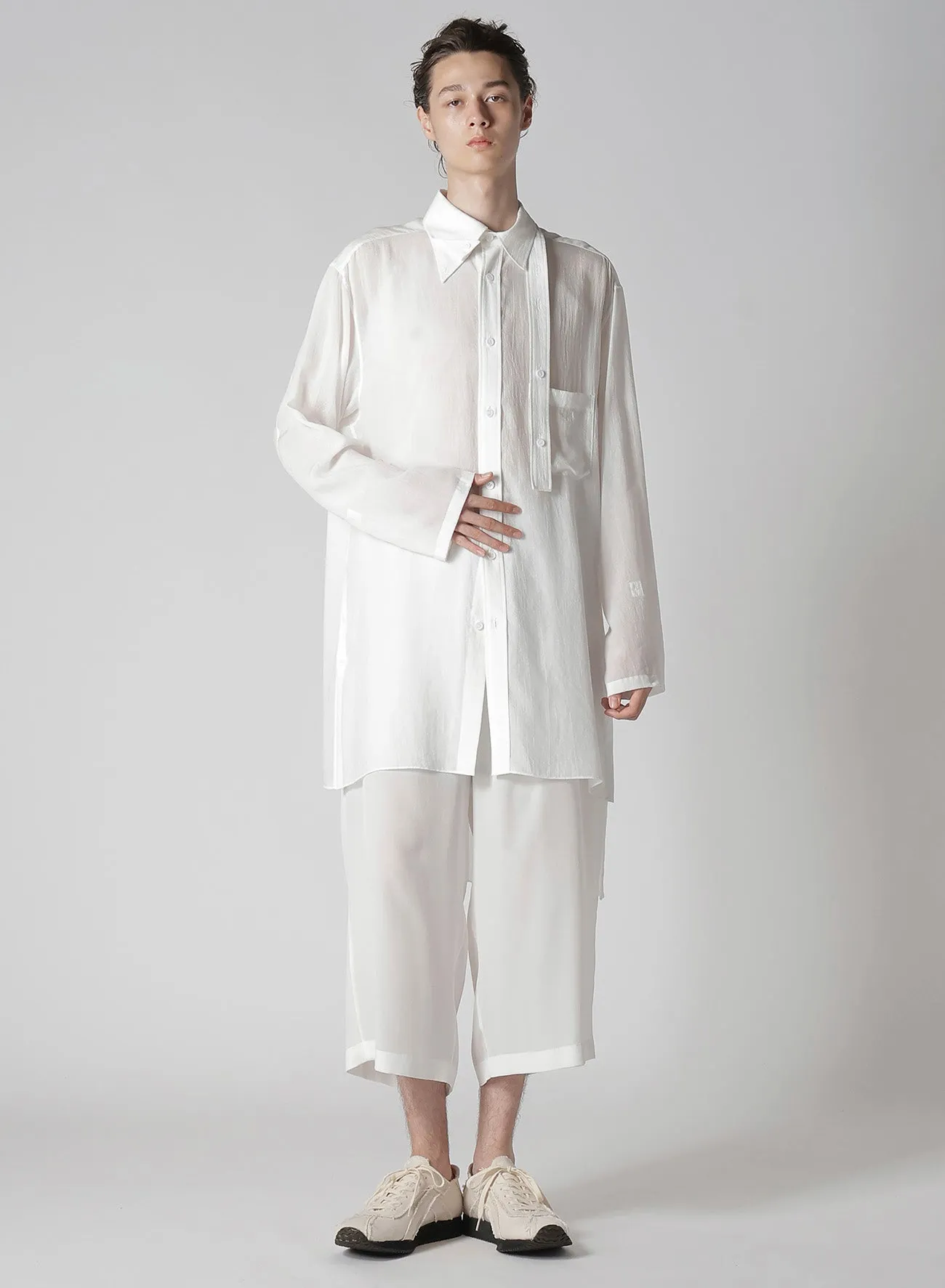 12M SILK DESIN BELTED WIDE PANTS