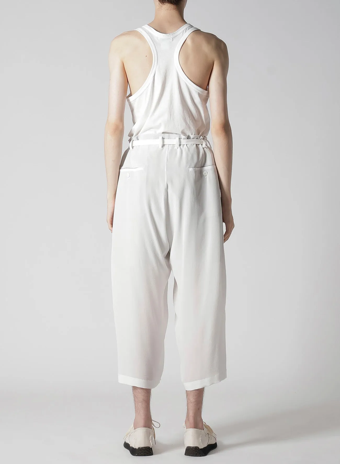 12M SILK DESIN BELTED WIDE PANTS