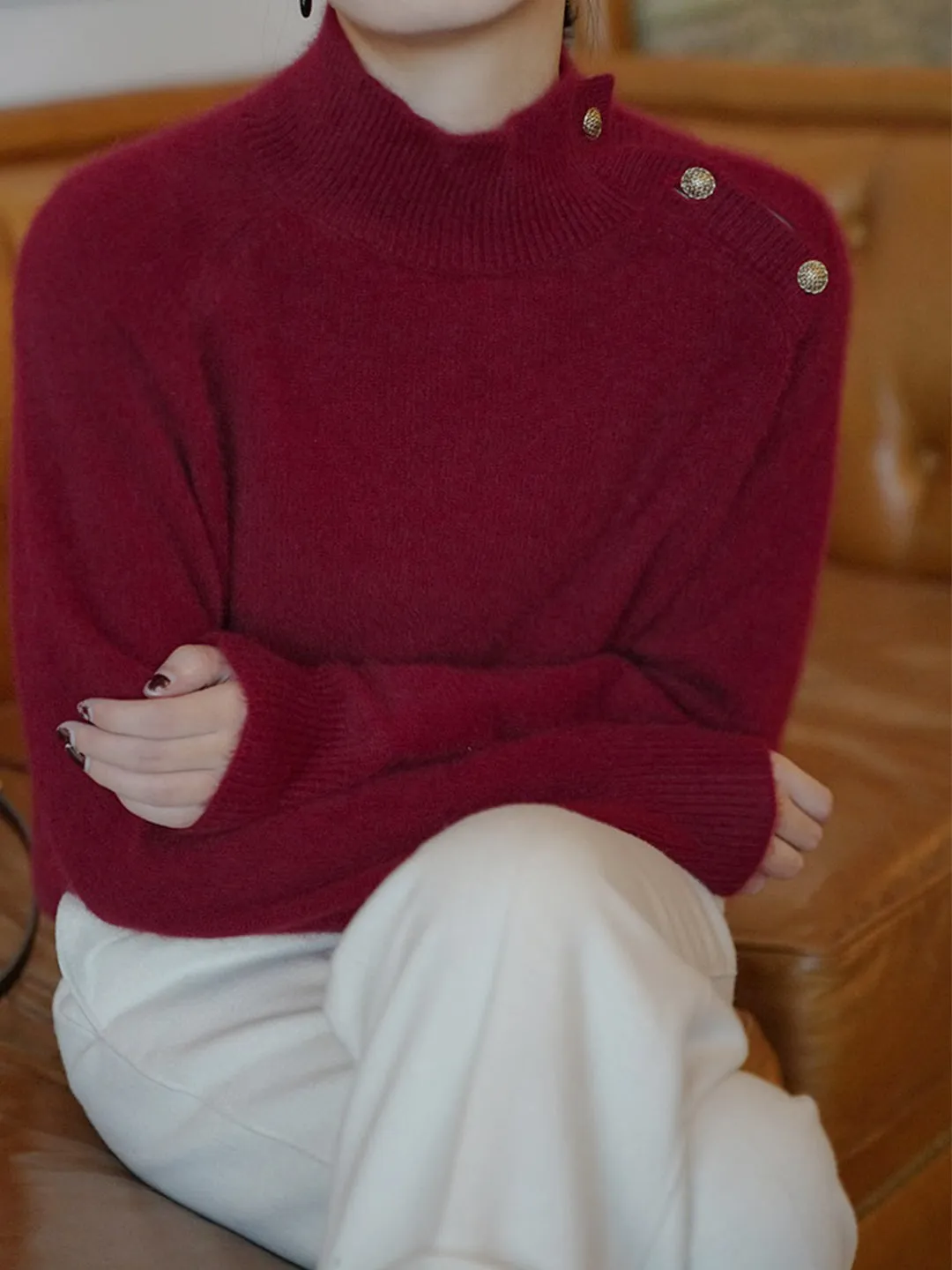 Alyssa Vintage Style Knitwear-Red