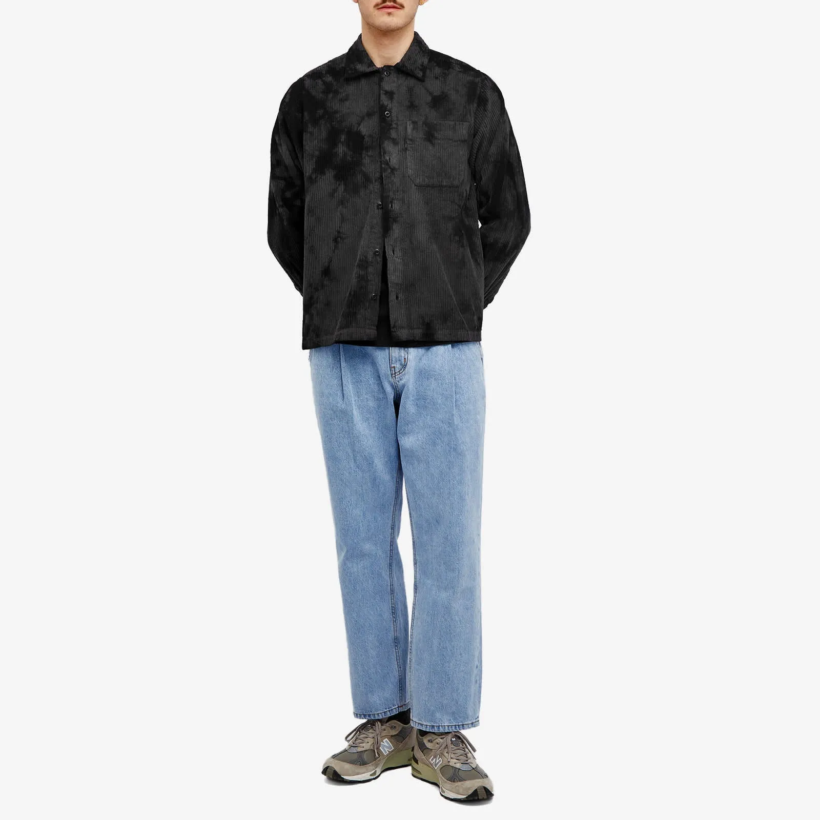Aries Tie Dye Corduroy Overshirt, Grey&Black