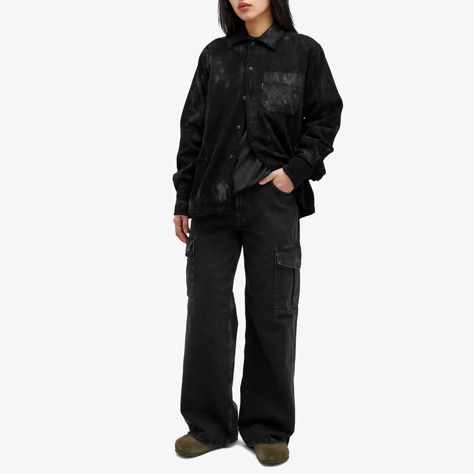 Aries Tie Dye Corduroy Overshirt, Grey&Black