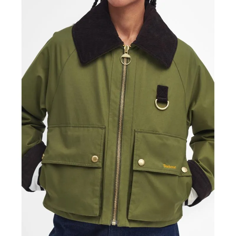 Barbour Nora Casual Ladies Jacket - Dark Moss/Light Sand/Dark Moss