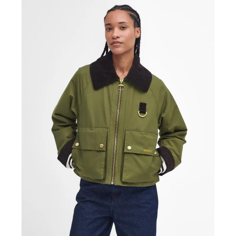 Barbour Nora Casual Ladies Jacket - Dark Moss/Light Sand/Dark Moss