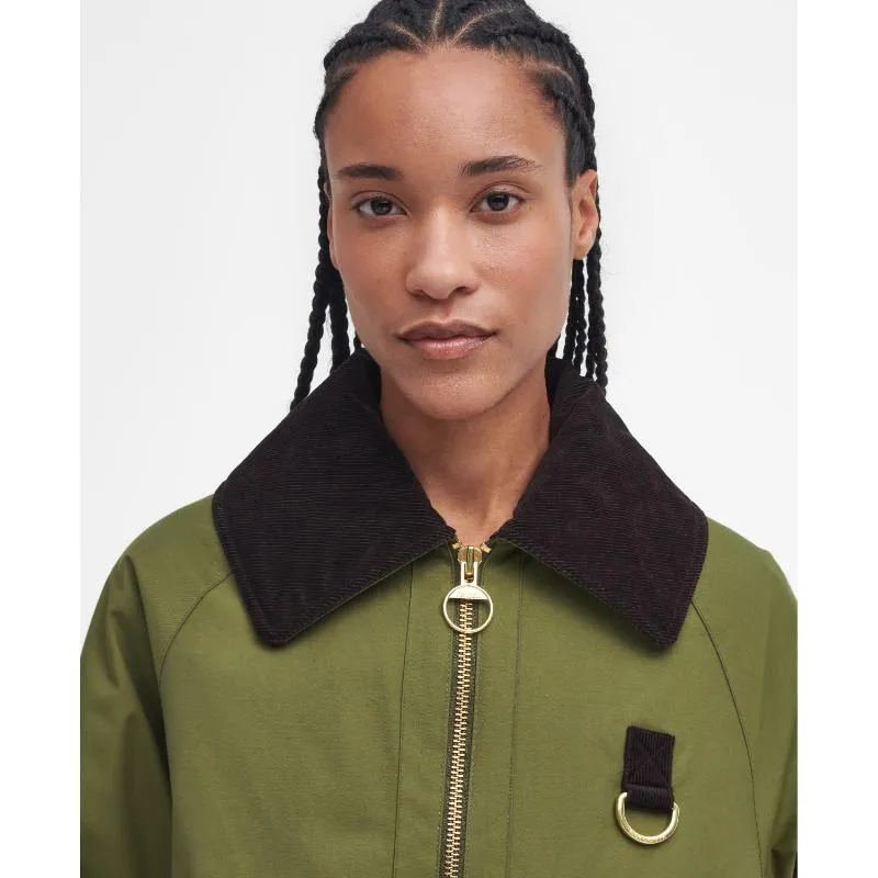 Barbour Nora Casual Ladies Jacket - Dark Moss/Light Sand/Dark Moss