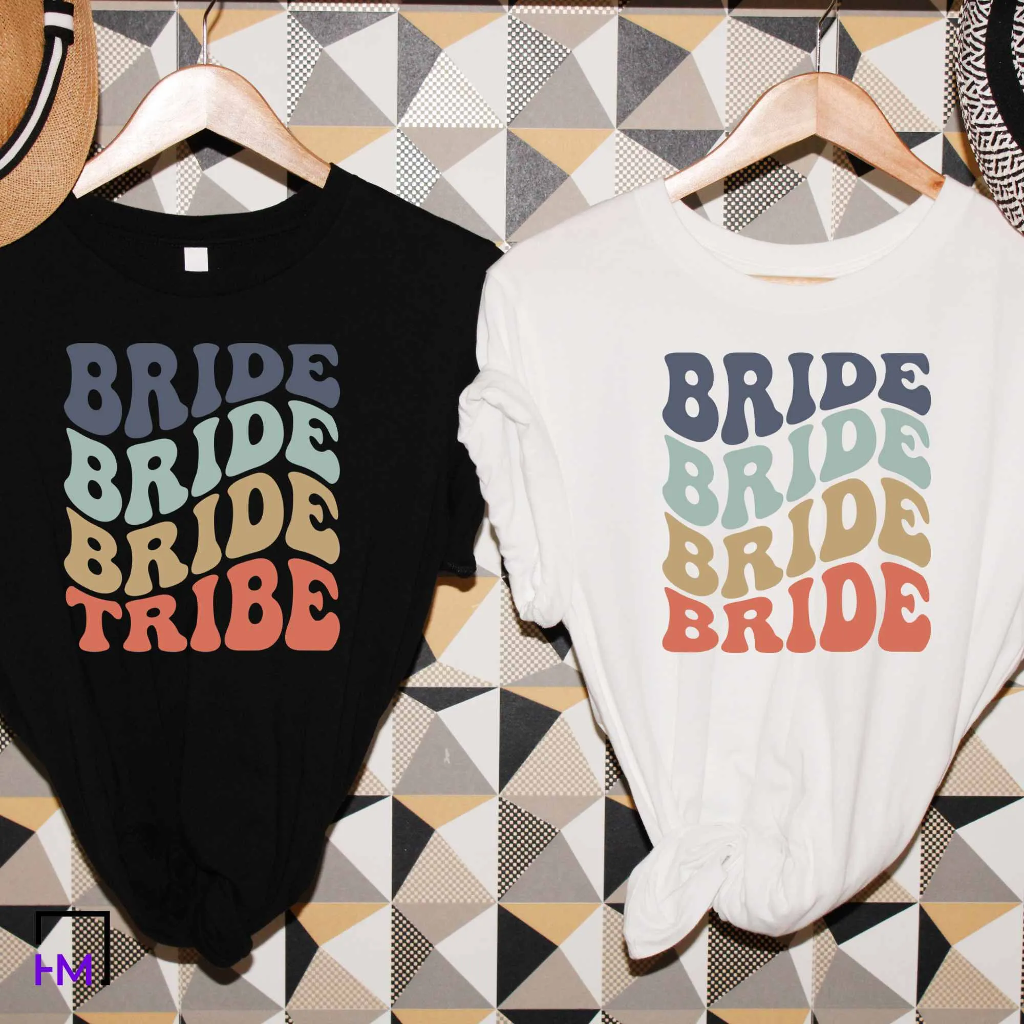Bride & Bride Tribe Bachelorette Party Shirts, Retro 70s Themed Bachelorette Party Shirts