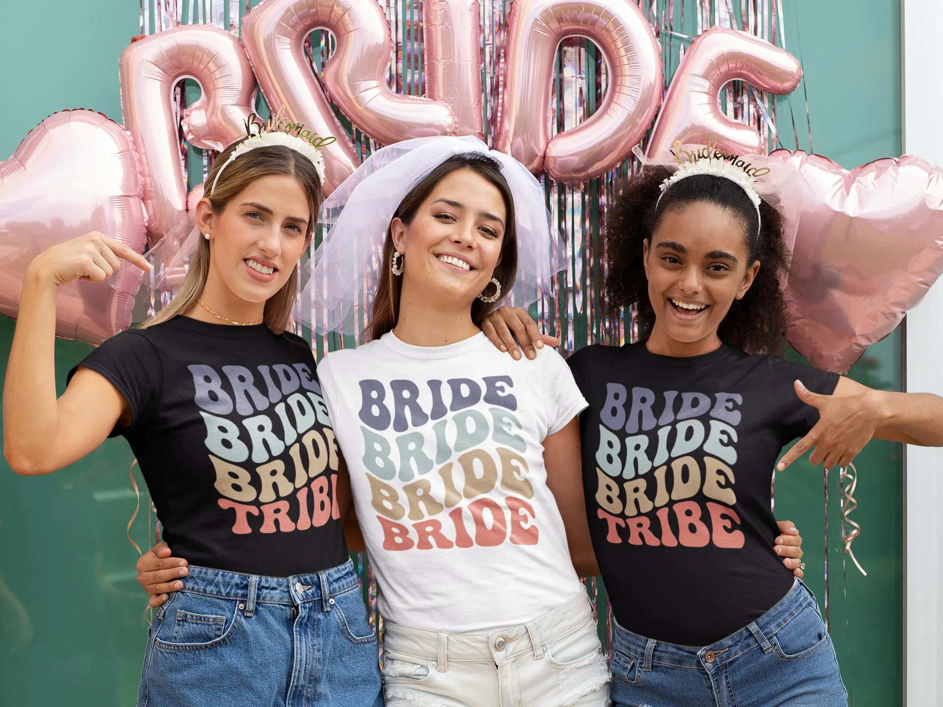 Bride & Bride Tribe Bachelorette Party Shirts, Retro 70s Themed Bachelorette Party Shirts