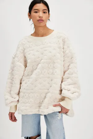 Cable Knit Sweatshirt - Ivory Combo