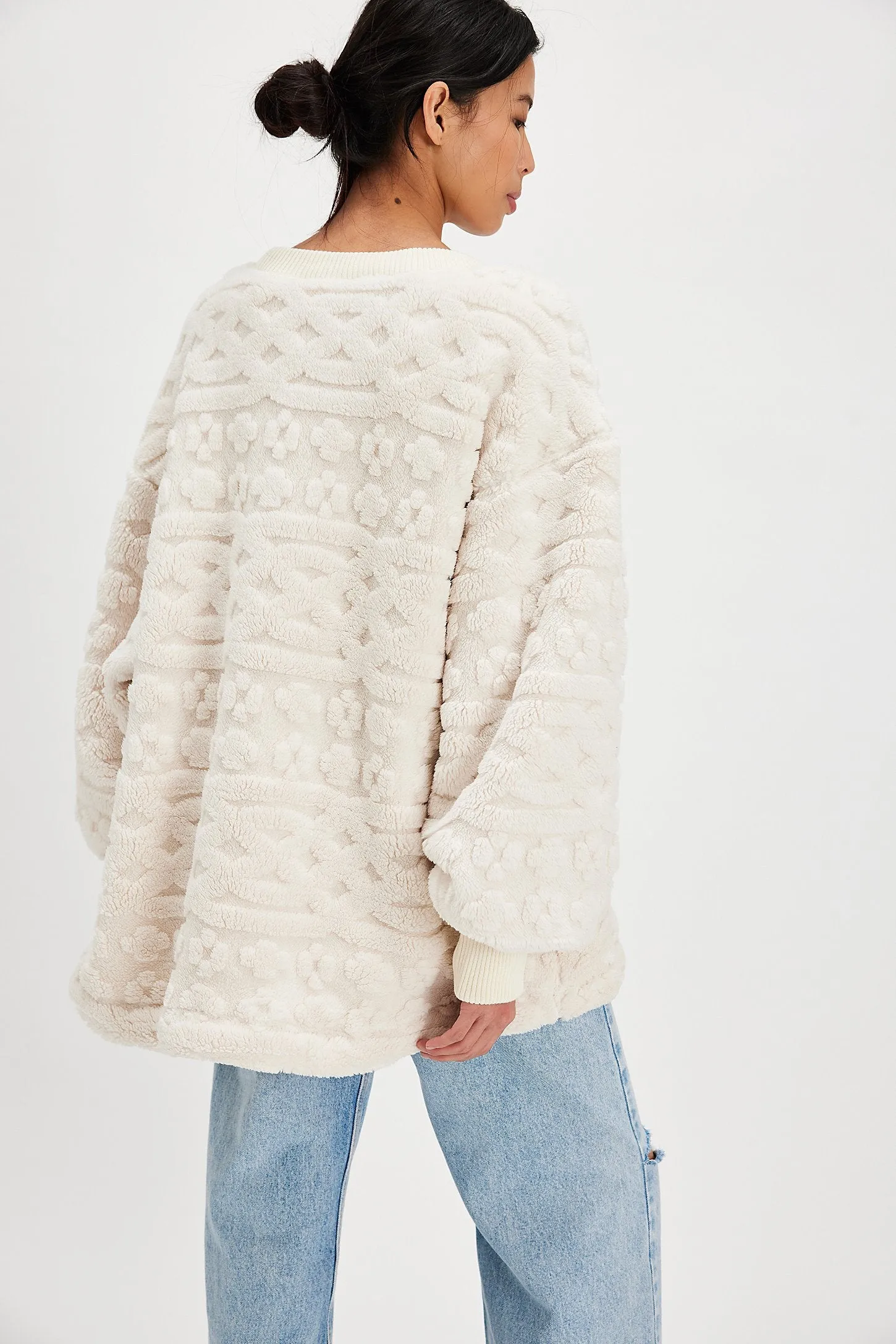 Cable Knit Sweatshirt - Ivory Combo