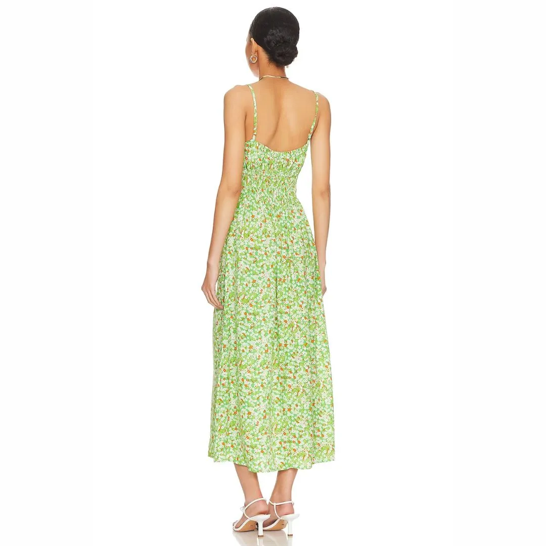 Caprera Midi Dress (Green Floral)