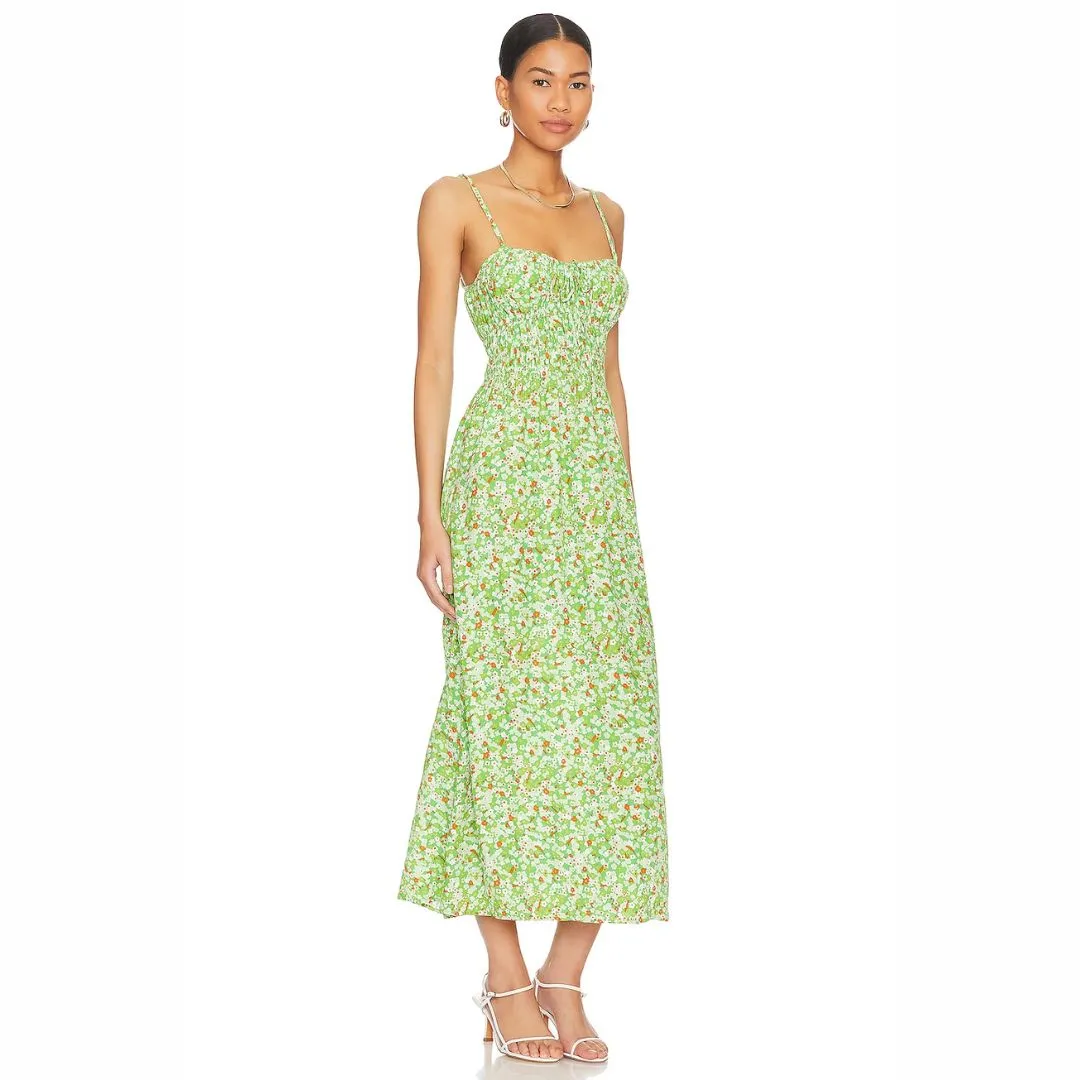 Caprera Midi Dress (Green Floral)