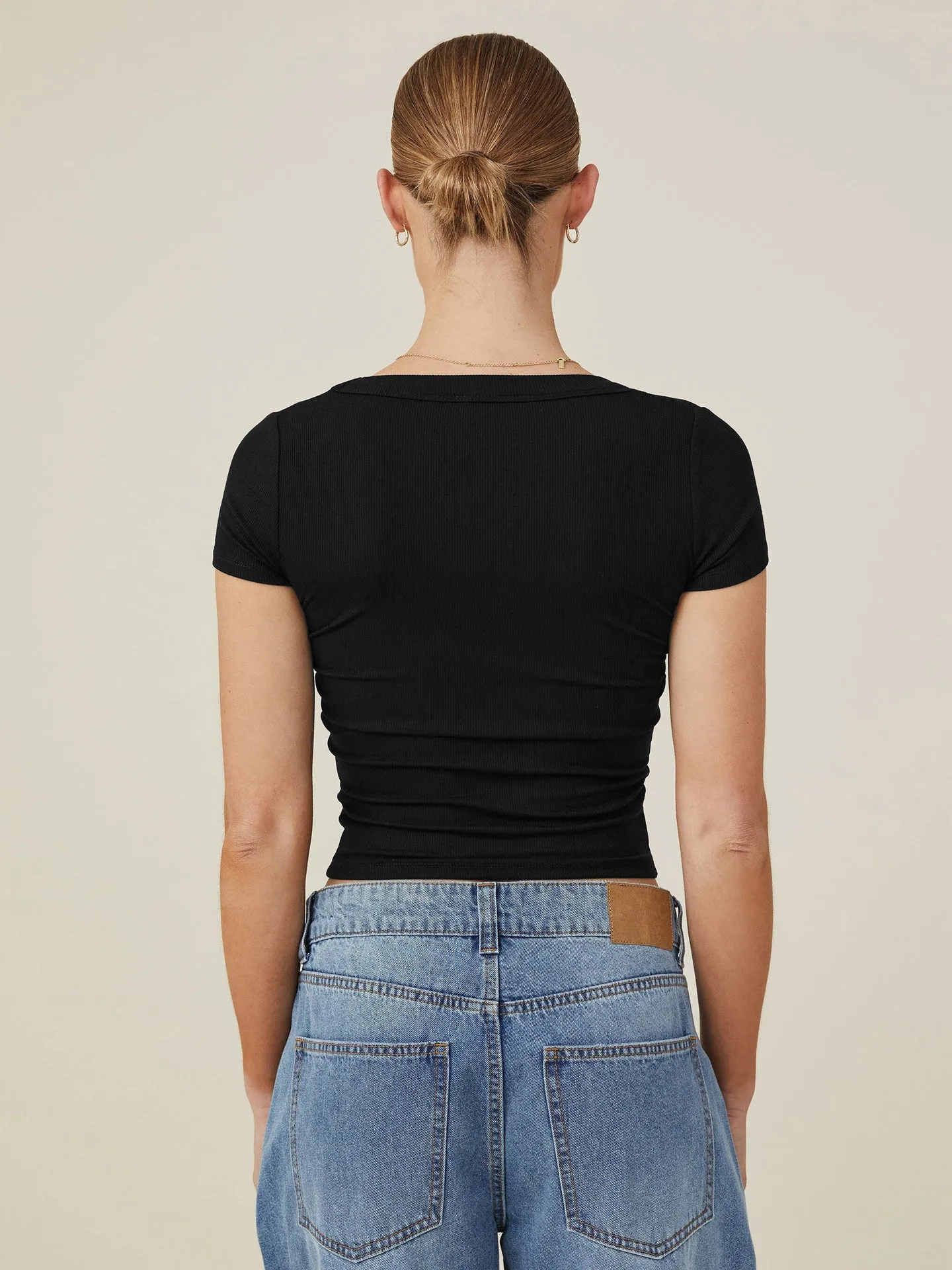 Casual Ribbed Tight-Fit Blouse