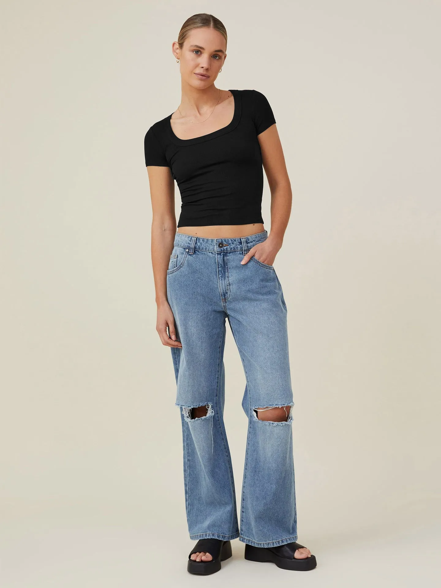 Casual Ribbed Tight-Fit Blouse