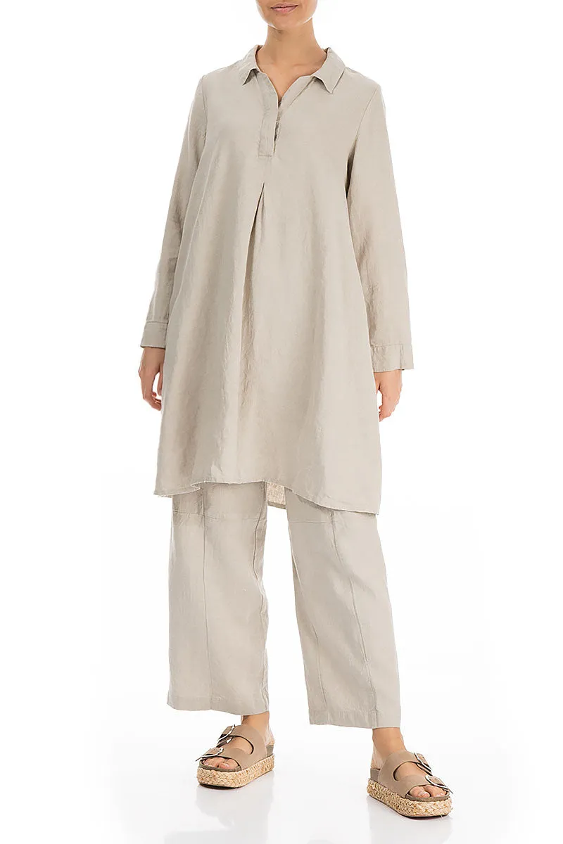 Collar Neck Natural Linen Tunic