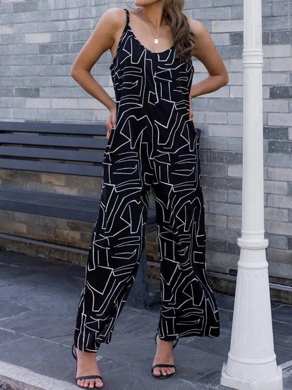 Colorful Women's Relaxed Fit Suspender Jumpsuit for Spring-Summer Fun