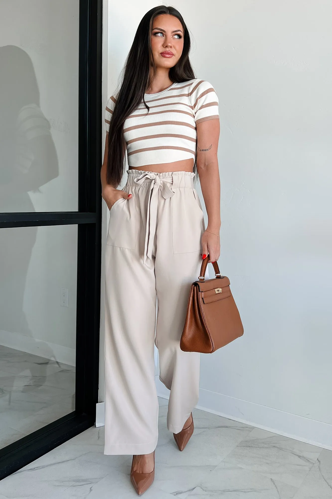 Confident Appeal Wide Leg Pants (Tan)