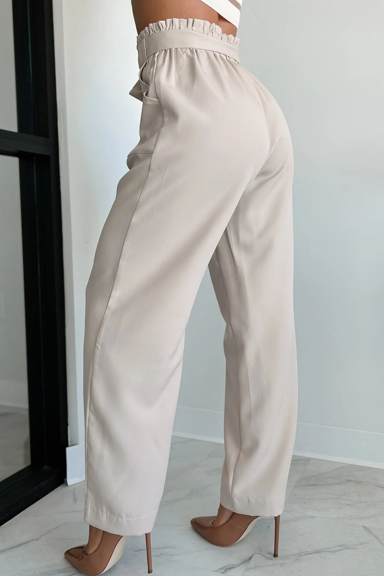 Confident Appeal Wide Leg Pants (Tan)