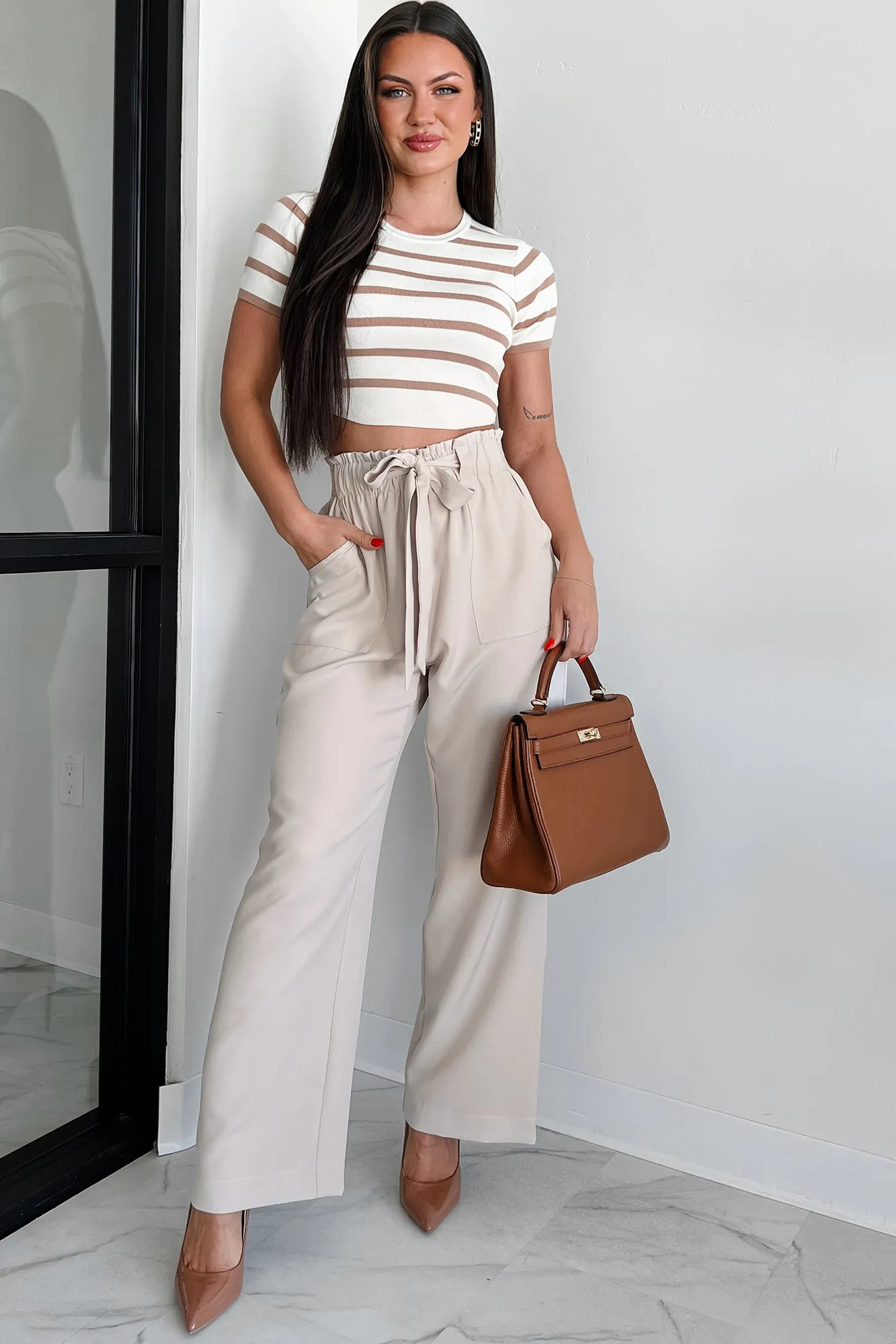 Confident Appeal Wide Leg Pants (Tan)