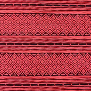 Coral Neon-Black Aztec Jacquard Stretch Polyester Double Knit Fabric