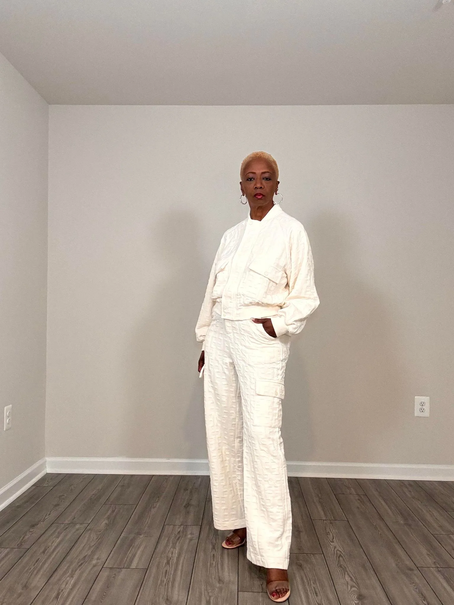 Cream Textured Two-Piece Pants Se