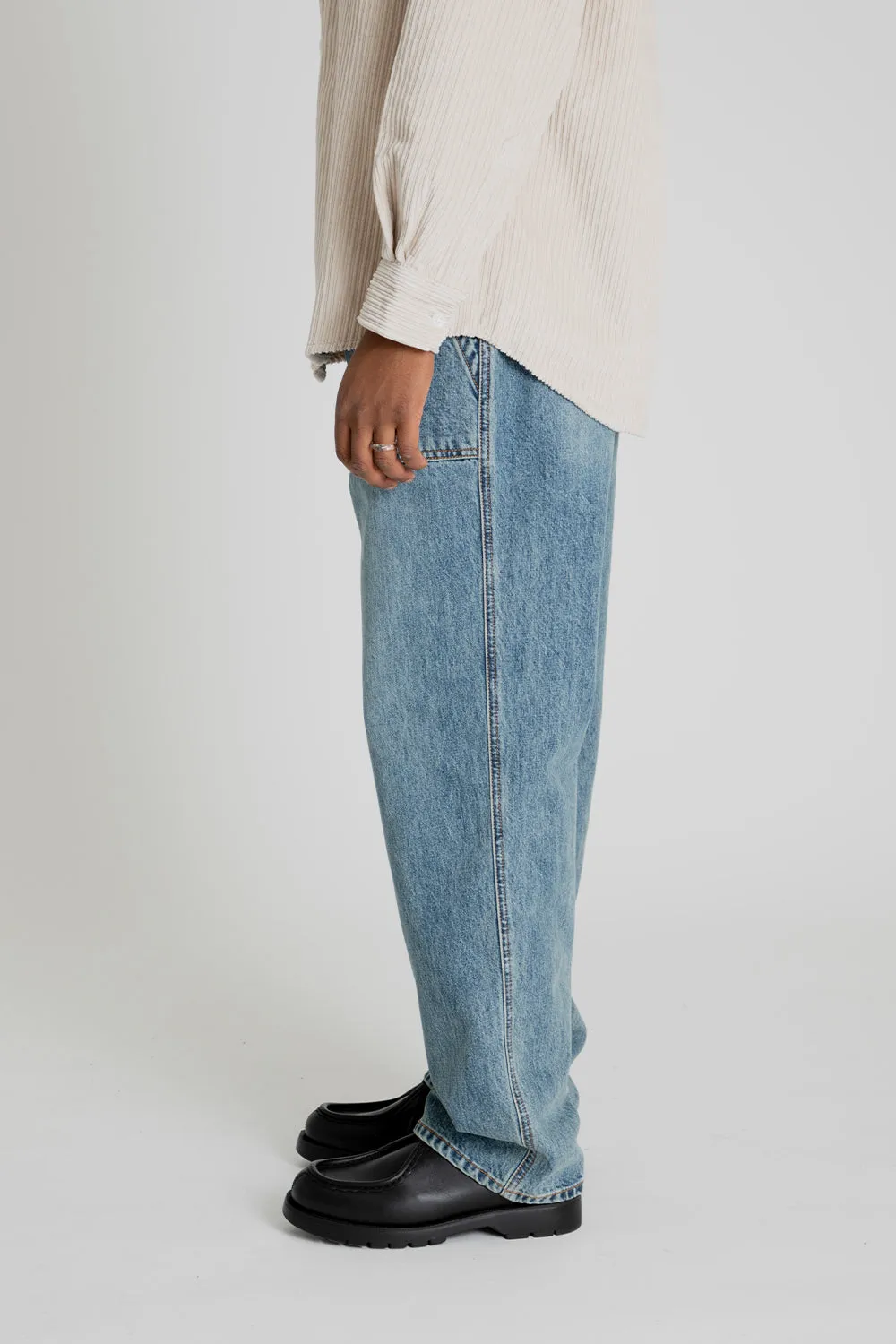 Denim Wide Fatigue Pants - Light Blue