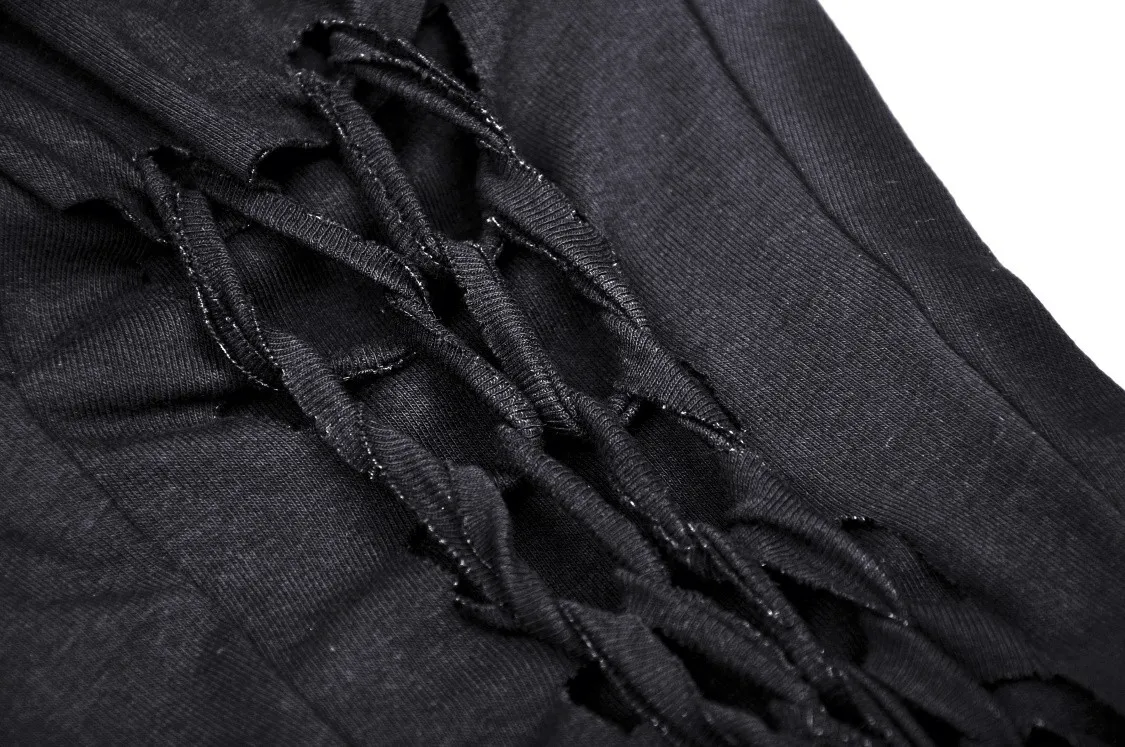 Edgy Black Lace-Up Flare Pants with Chain Detail