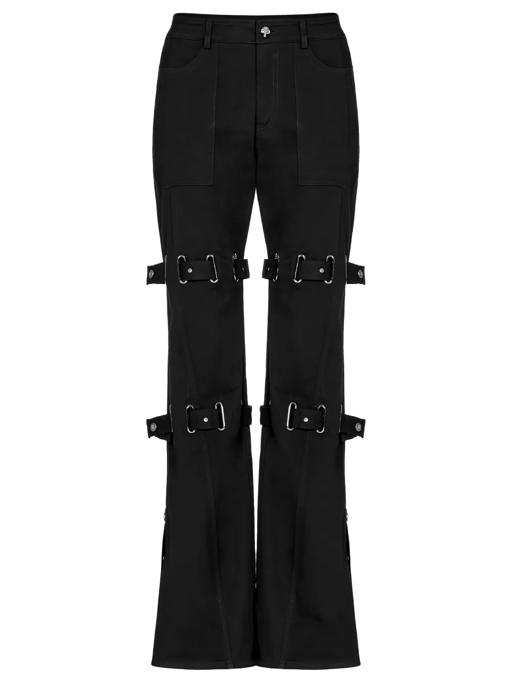 Edgy Punk Eyelet Pants - Micro Elastic, Flared Cut