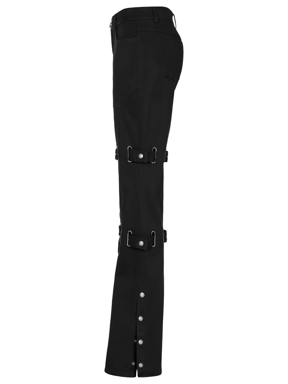 Edgy Punk Eyelet Pants - Micro Elastic, Flared Cut