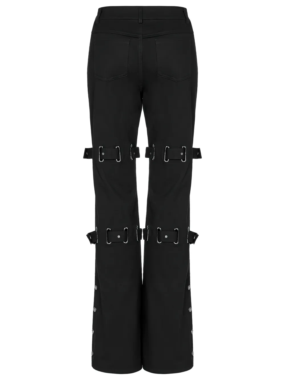 Edgy Punk Eyelet Pants - Micro Elastic, Flared Cut