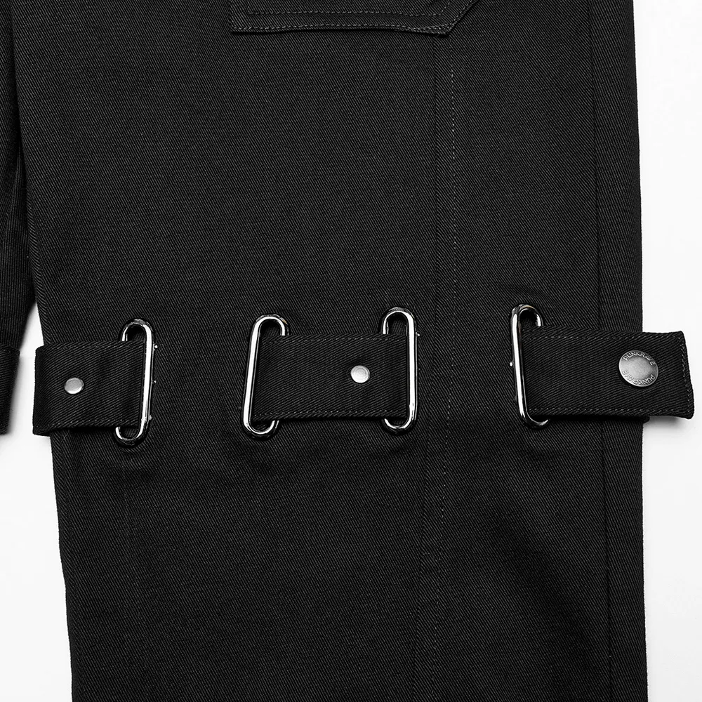 Edgy Punk Eyelet Pants - Micro Elastic, Flared Cut