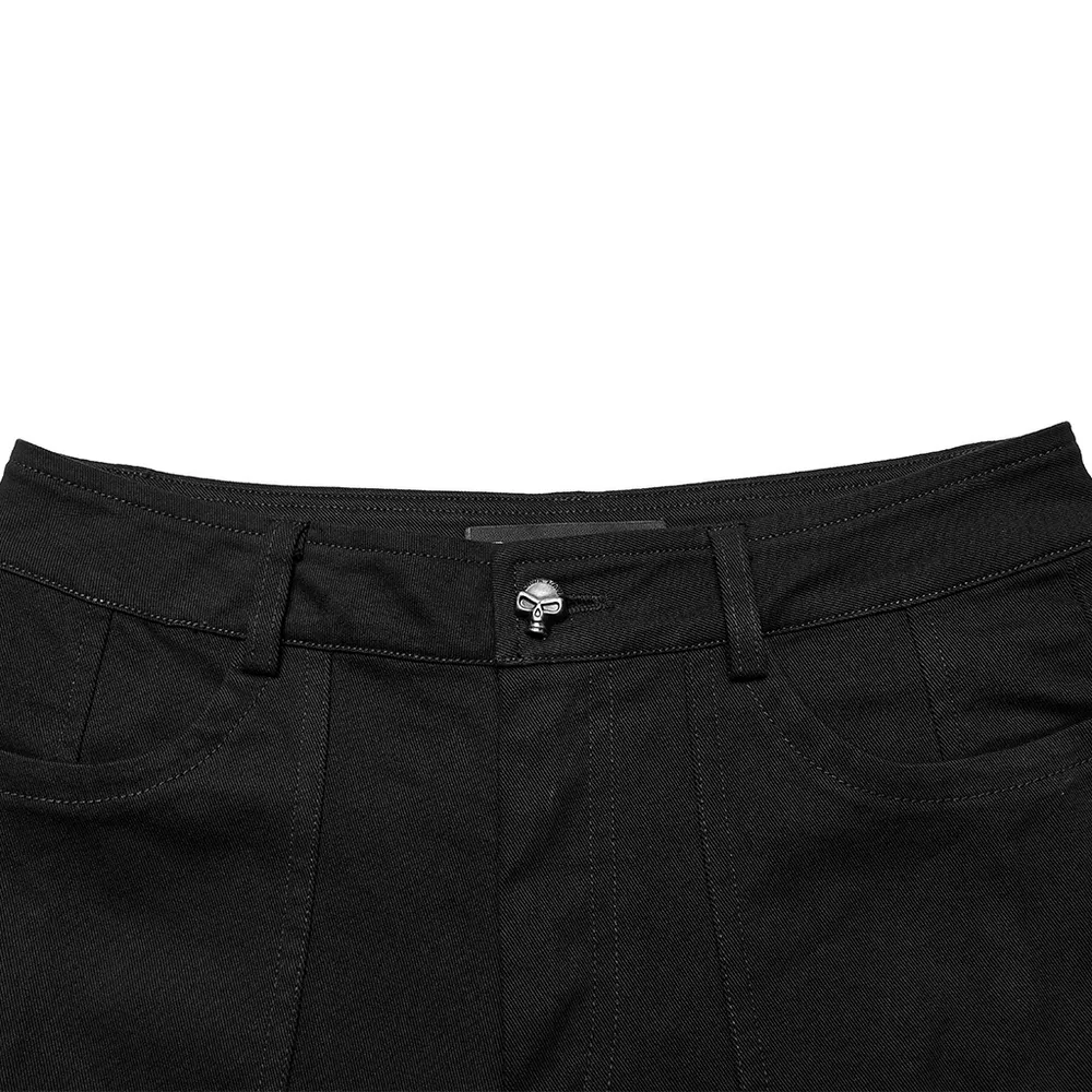Edgy Punk Eyelet Pants - Micro Elastic, Flared Cut