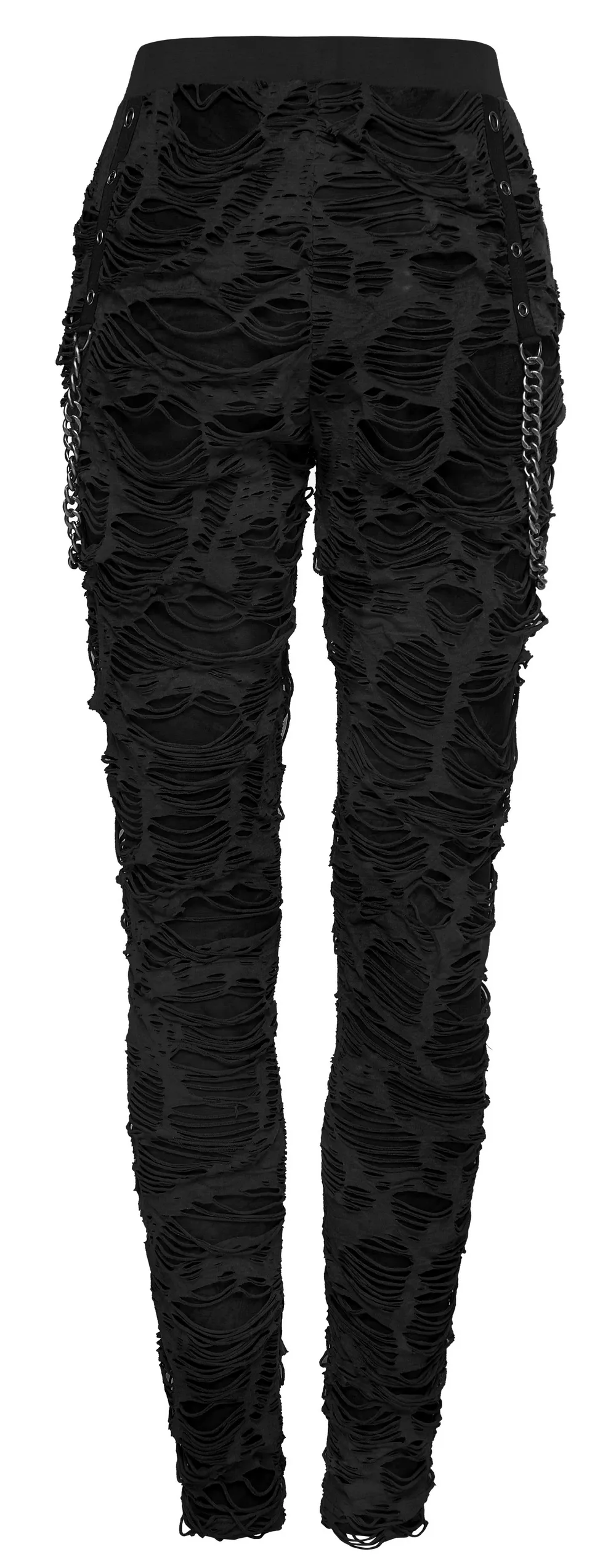 Edgy Women's Chain Detail Ripped Skinny Trousers