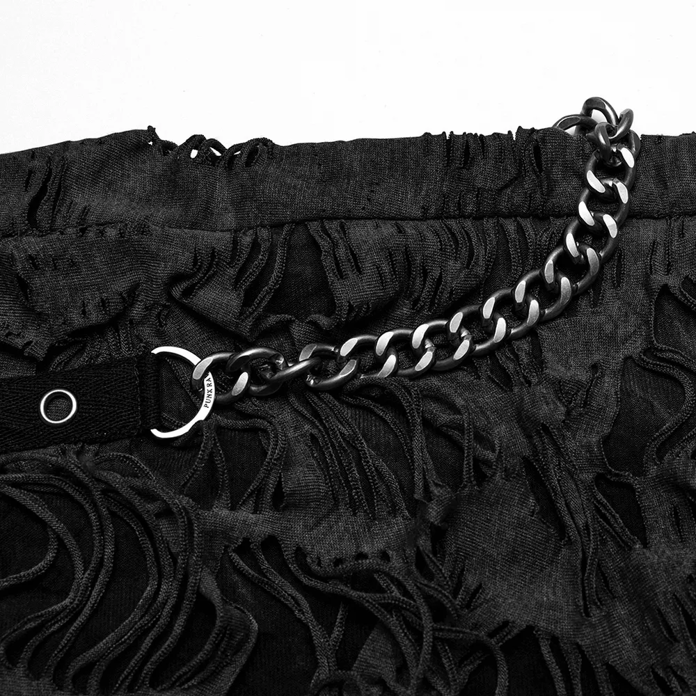 Edgy Women's Chain Detail Ripped Skinny Trousers