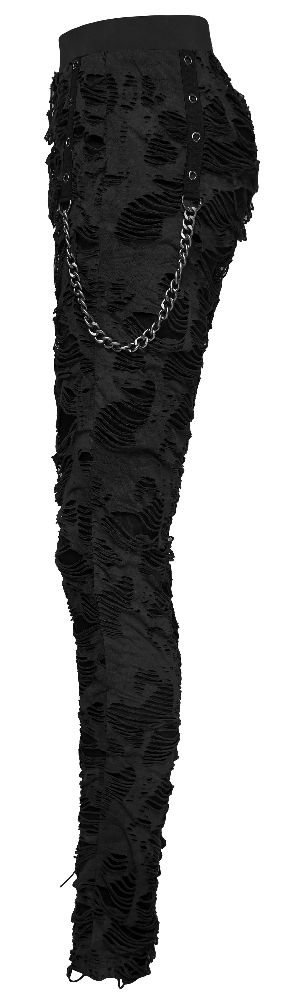 Edgy Women's Chain Detail Ripped Skinny Trousers