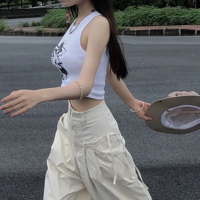 FashionSierra - Sleeveless Vest Y2k Fairy Grunge Clothes Harajuku T-shirts