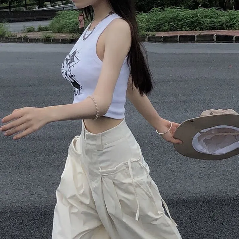 FashionSierra - Sleeveless Vest Y2k Fairy Grunge Clothes Harajuku T-shirts