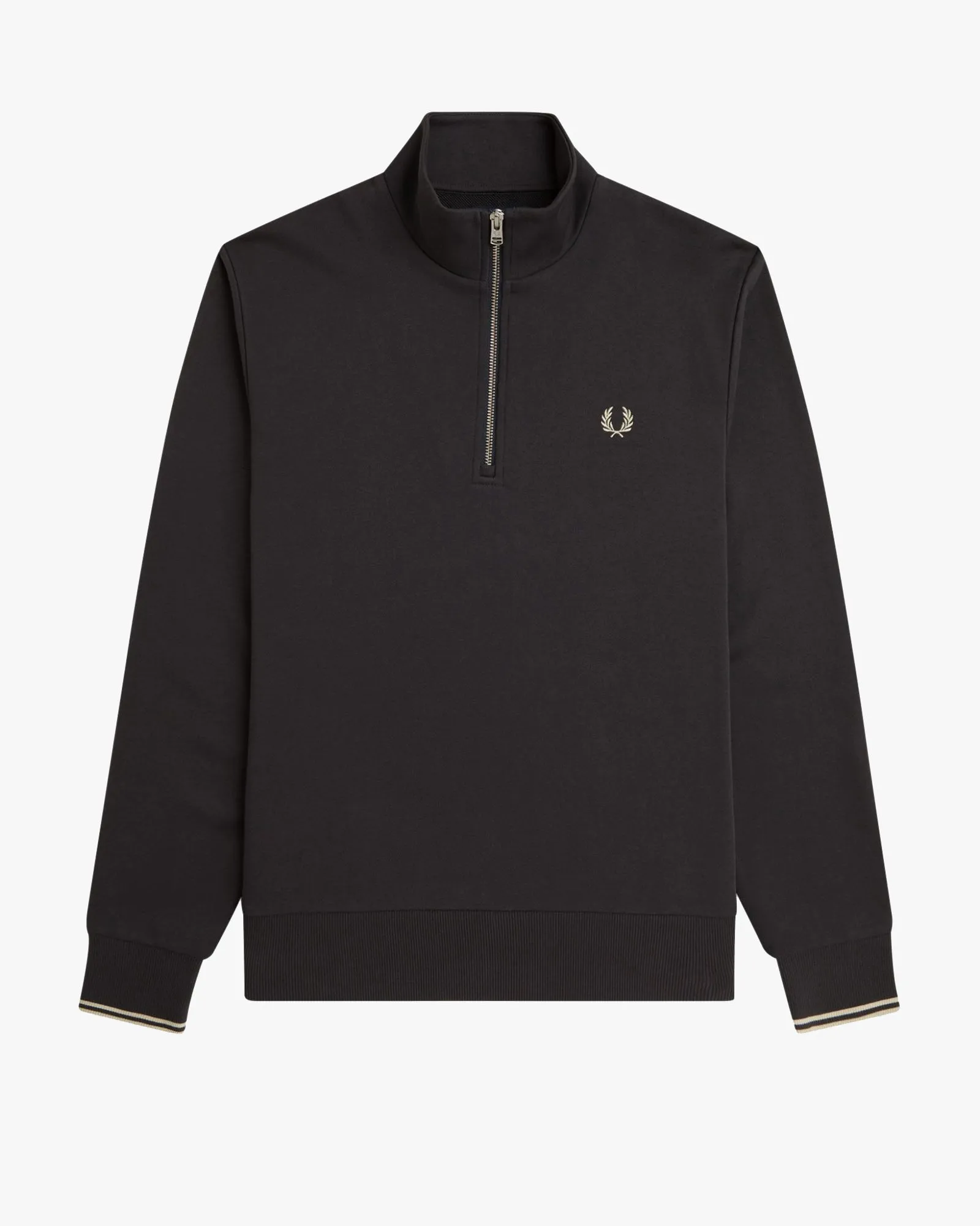 Fred Perry Half Zip Sweatshirt - Anchor Grey / Oatmeal