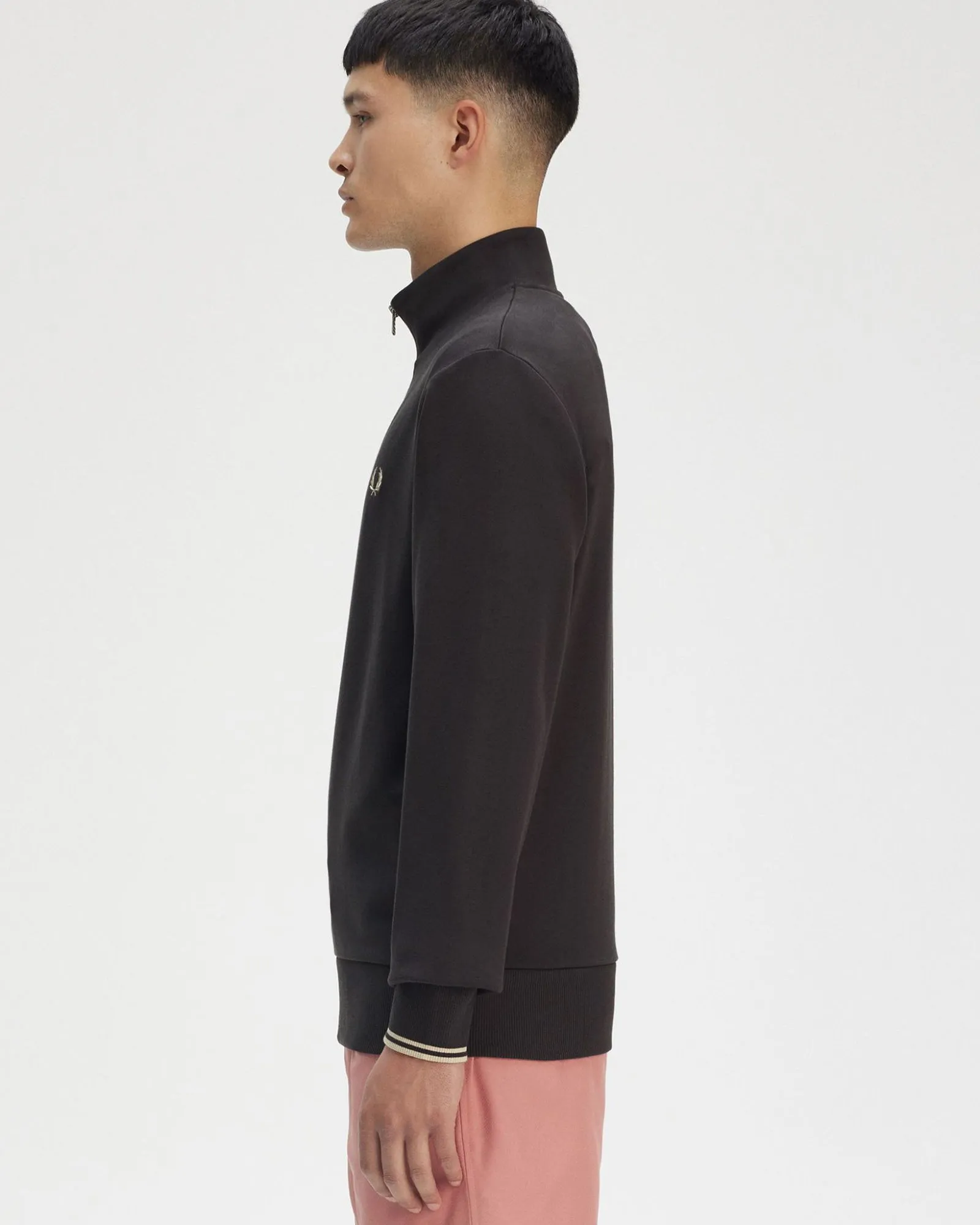 Fred Perry Half Zip Sweatshirt - Anchor Grey / Oatmeal