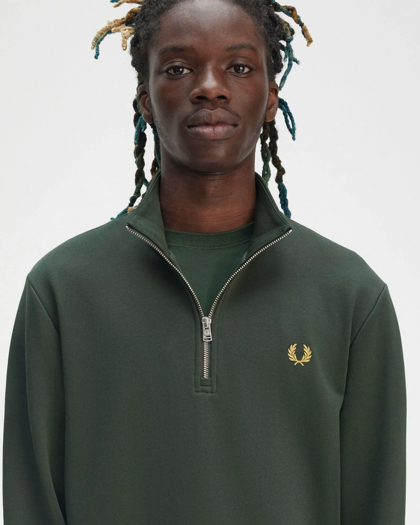 Fred Perry Half Zip Sweatshirt - Court Green