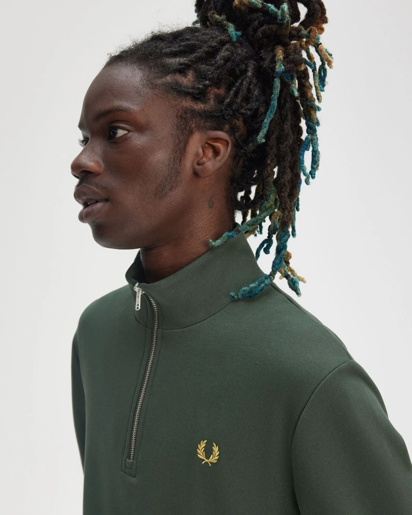 Fred Perry Half Zip Sweatshirt - Court Green