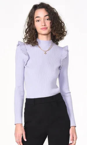 Freda Rib Knit Ruffled Top