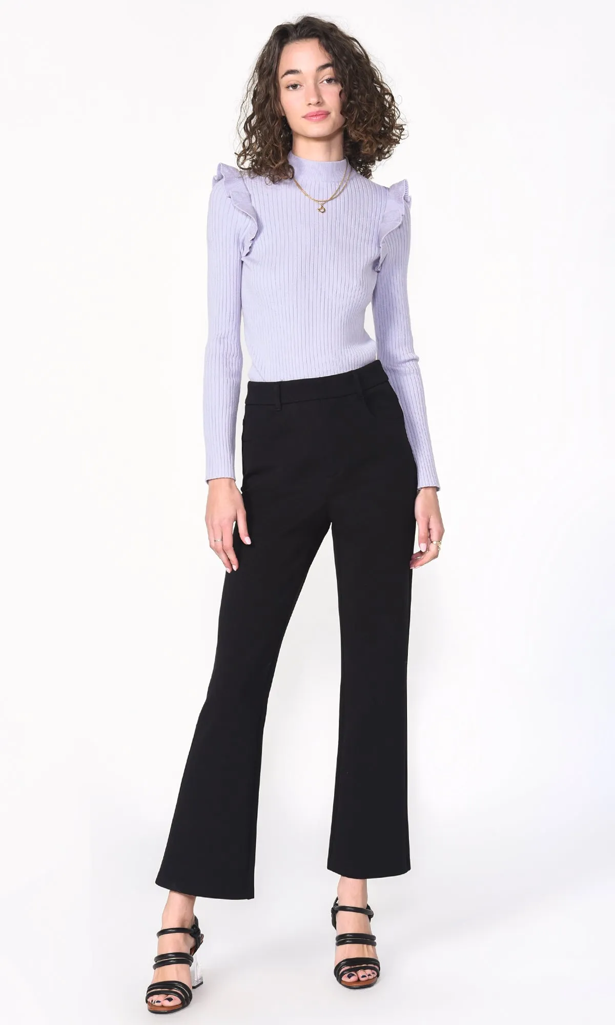 Freda Rib Knit Ruffled Top