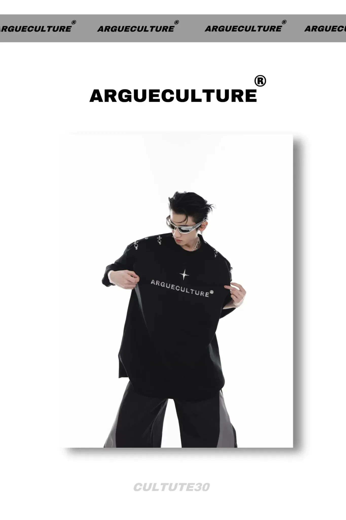 Gender-Neutral Loose T-Shirt with  Airplane Buckle & Adjustable Off-Shoulder