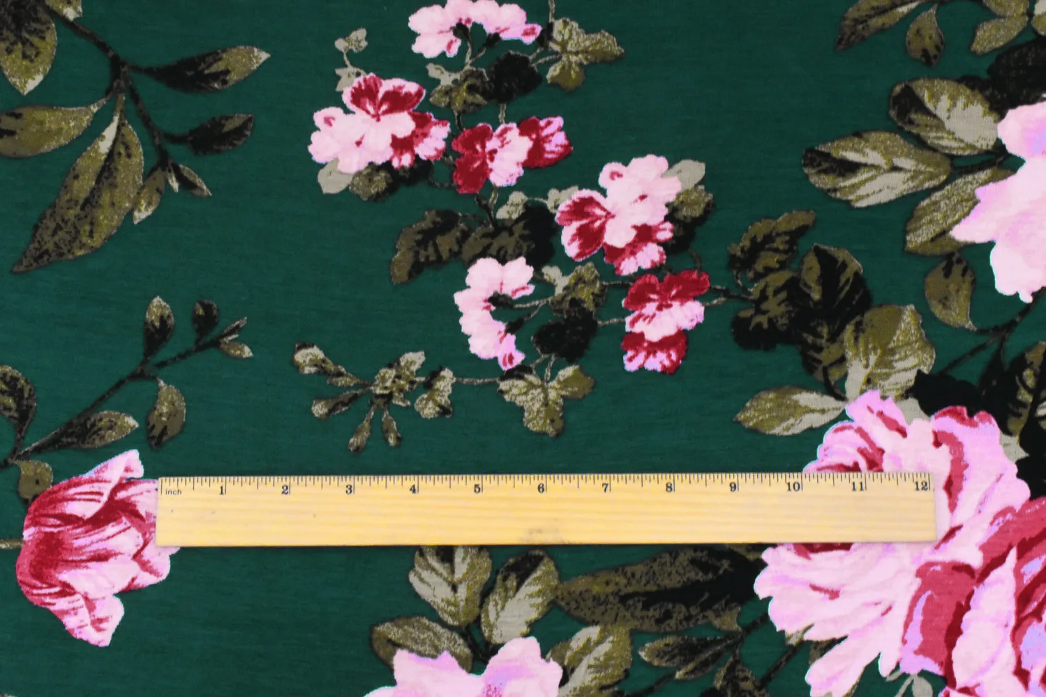 Green-Pink-Multi Floral Printed Stretch Rayon Spandex Jersey Knit Fabric
