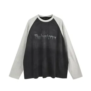 Grunge Vintage Washed Printed Long Sleeve Tee