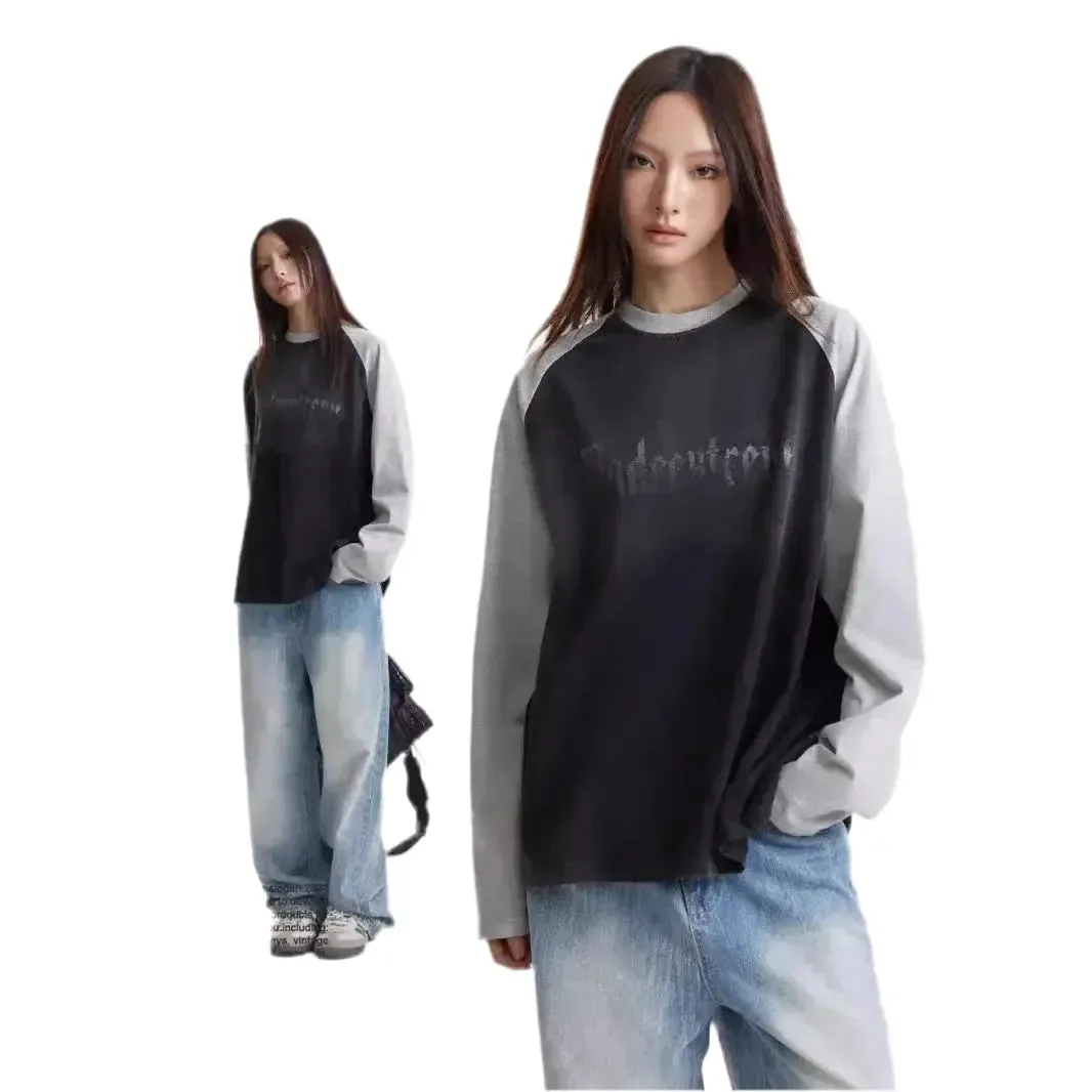 Grunge Vintage Washed Printed Long Sleeve Tee